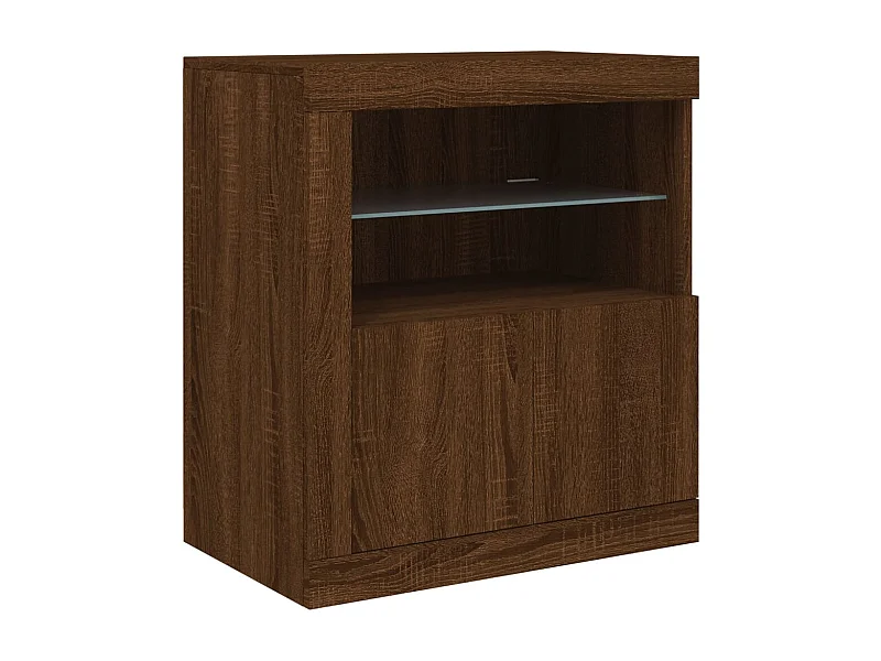 Aparador cômoda armário armário organizador cozinha sala sala com luzes LED 60,5 x 37 x 67 cm marrom 02_0029927