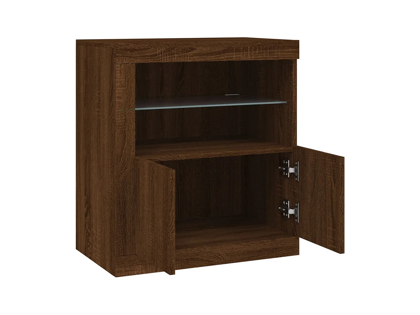 Aparador cômoda armário armário organizador cozinha sala sala com luzes LED 60,5 x 37 x 67 cm marrom 02_0029927