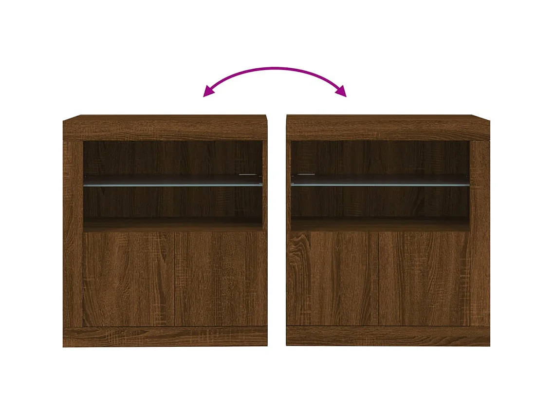 Aparador cômoda armário armário organizador cozinha sala sala com luzes LED 60,5 x 37 x 67 cm marrom 02_0029927