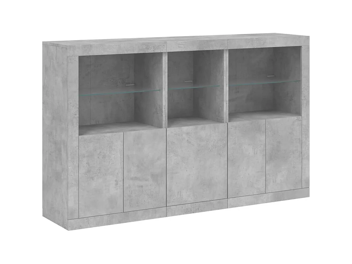 Aparador cómoda cómoda armario mueble organizador cocina salón salón con luces LED 162 x 37 x 100 cm gris 02_0029978