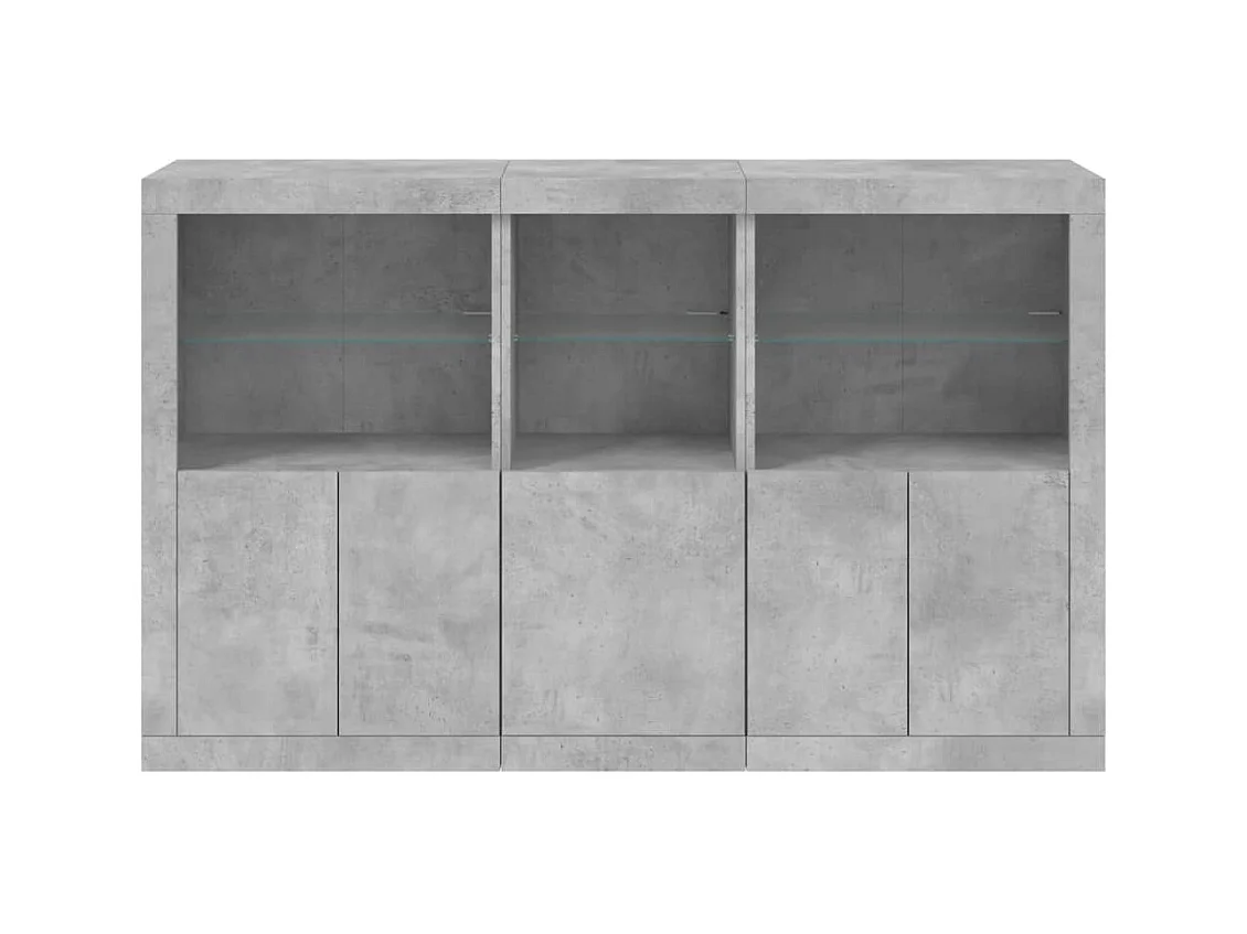 Aparador cómoda cómoda armario mueble organizador cocina salón salón con luces LED 162 x 37 x 100 cm gris 02_0029978