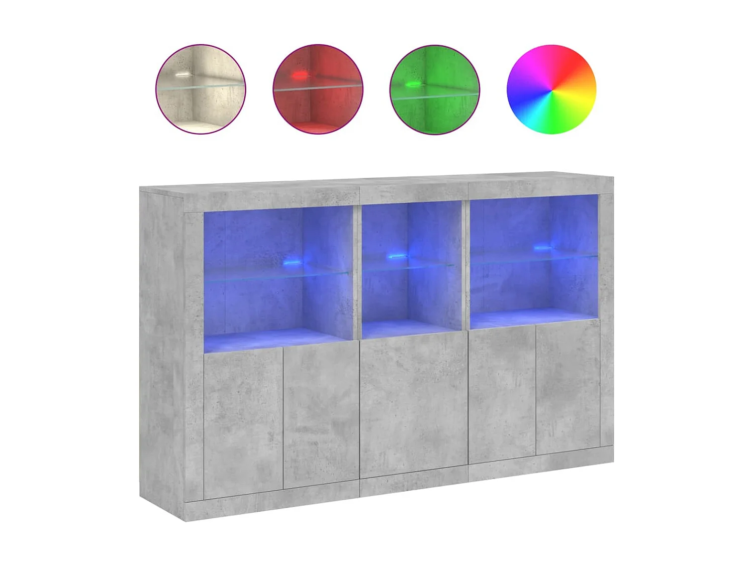 Aparador cómoda cómoda armario mueble organizador cocina salón salón con luces LED 162 x 37 x 100 cm gris 02_0029978