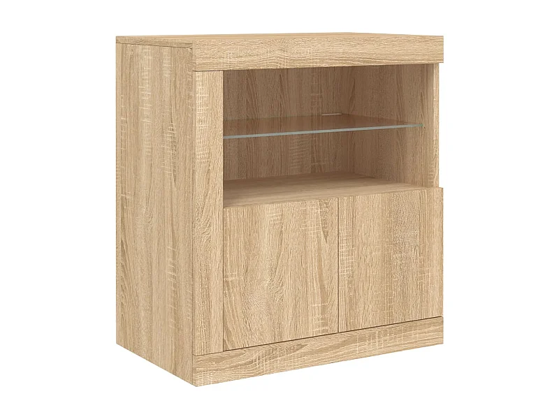 Buffet aparador cômoda armário organizador unidade cozinha sala sala com luzes LED sonoma 60,5 x 37 x 67 cm marrom 02_0029966