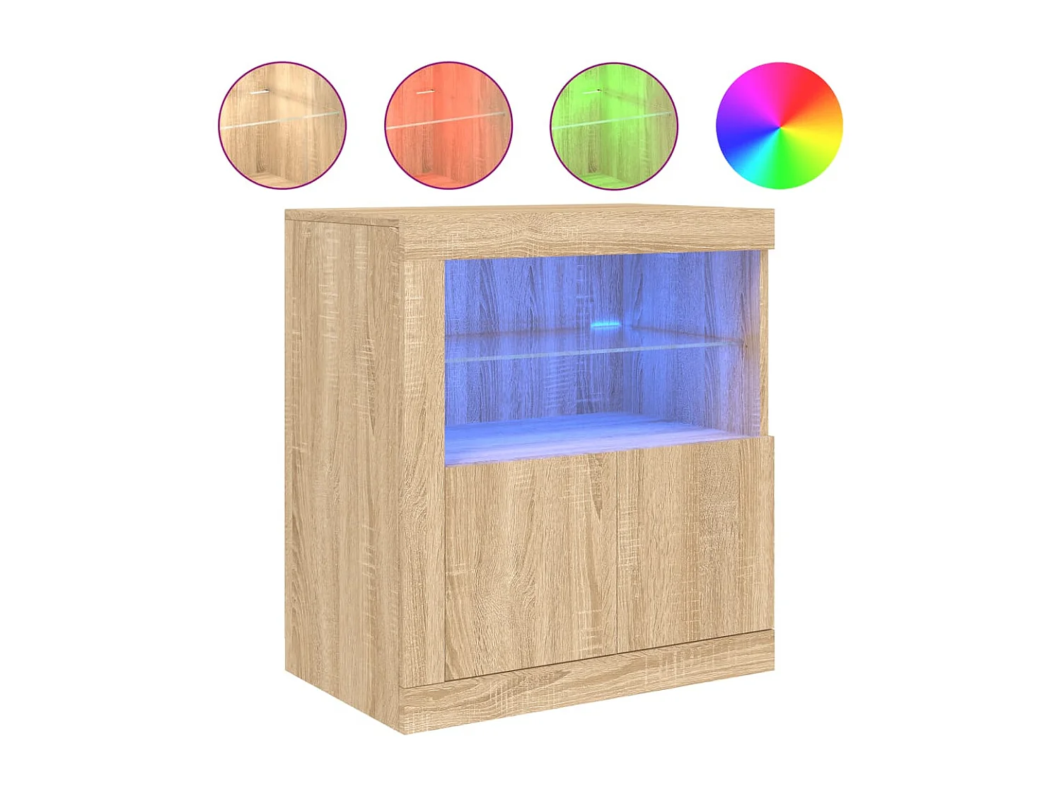 Credenza buffet cassettiera mobile contenitore organizer cucina soggiorno soggiorno con luci a LED sonoma 60,5 x 37 x 67 cm marrone 02_0029966