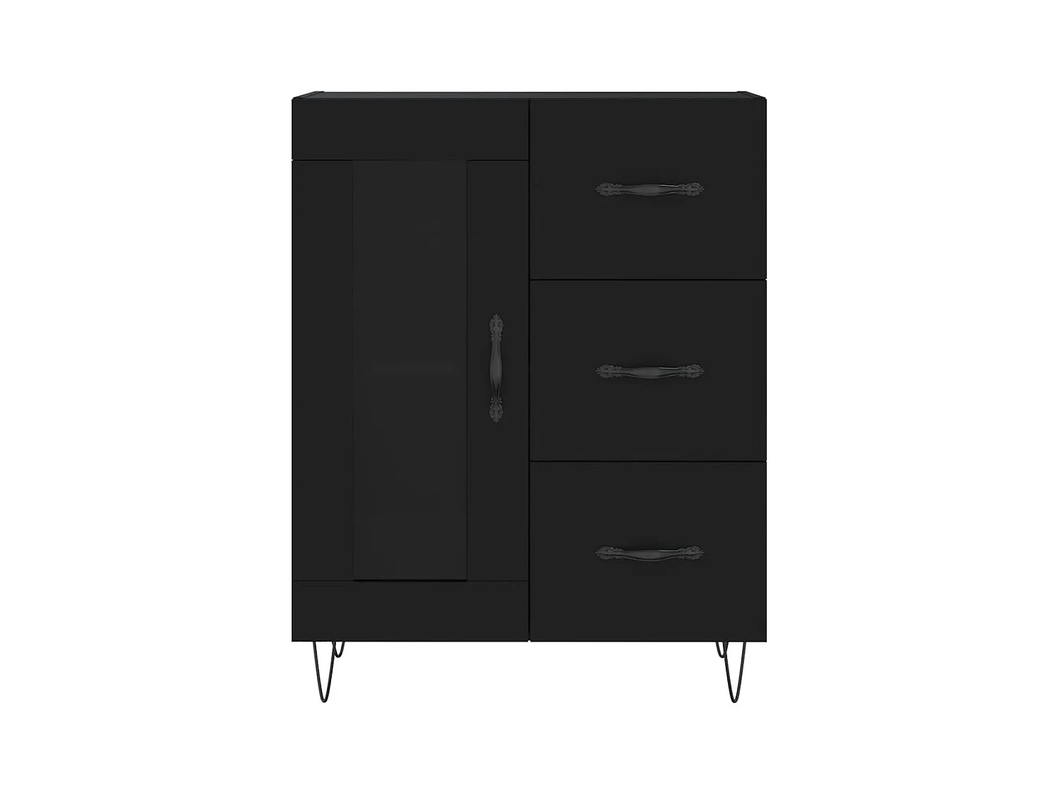 Aparador buffet cómoda armario mueble organizador cocina salón salón alto 69,5 x 34 x 180 cm madera contrachapada negra 02_0035005