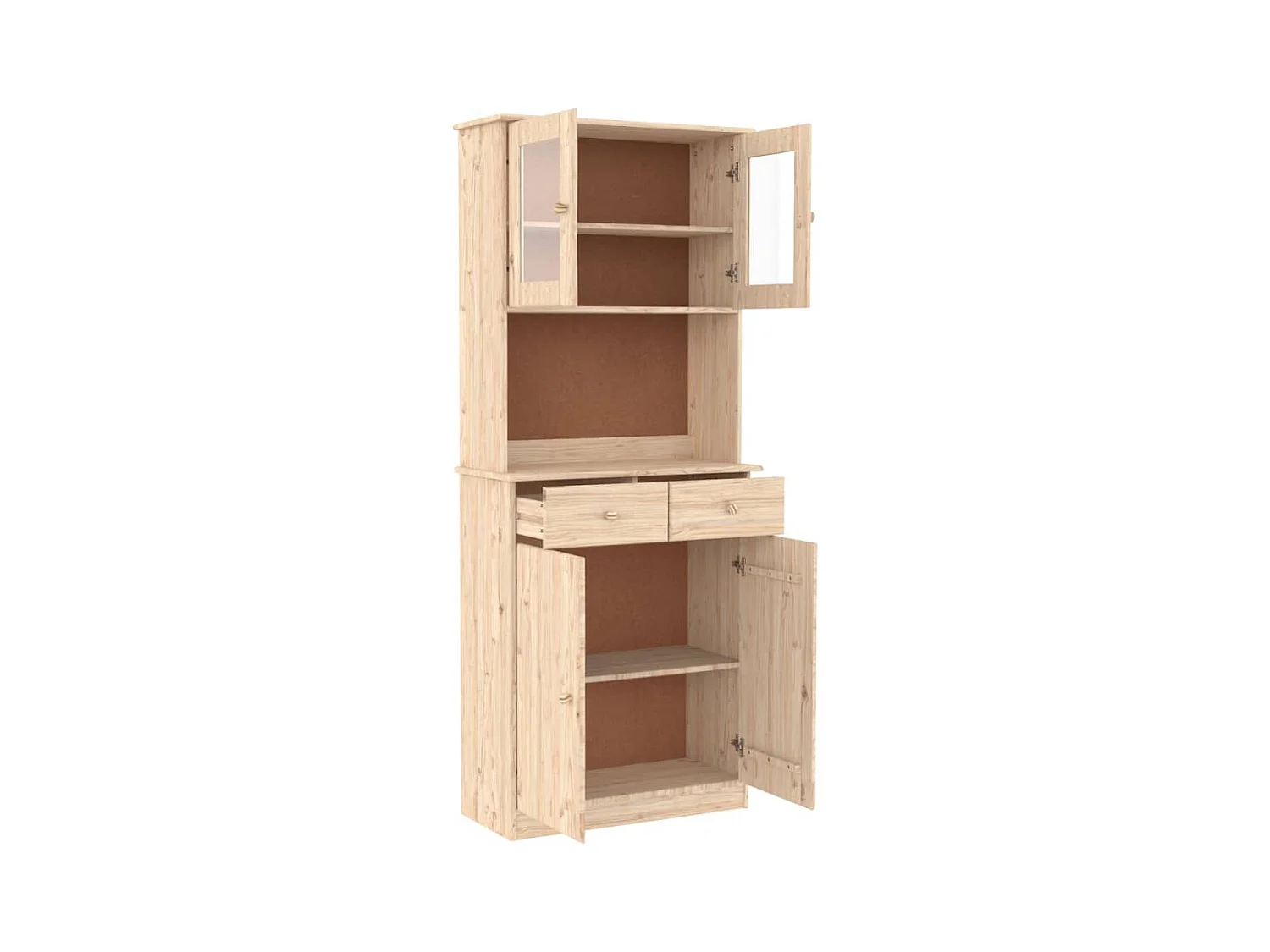 Credenza buffet cassettiera mobile contenitore organizer cucina soggiorno salotto ALTA 77 x 35 x 188 cm legno massello di pino marrone 02_0029675