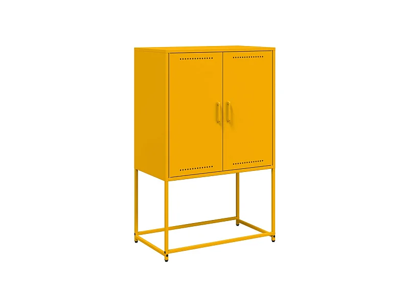 Buffet aparador cômoda armário unidade de armazenamento organizador cozinha sala sala alta mostarda amarelo 68,5 x 38,5 x 107 cm aço amarelo 02_0034731