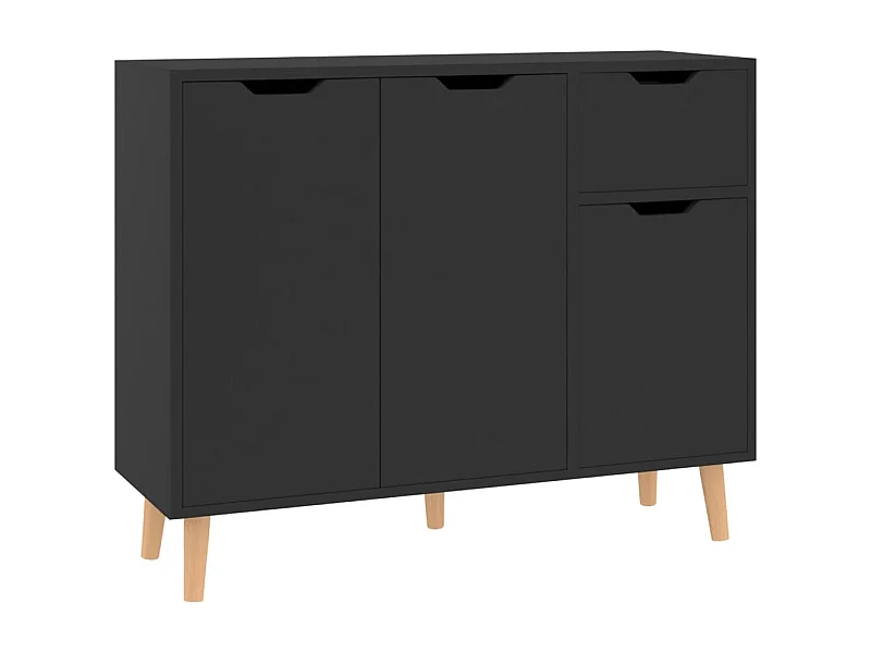 Credenza buffet cassettiera mobile contenitore organizer cucina soggiorno lucido 90 x 30 x 72 cm derivati ​​del legno nero 02_0036168