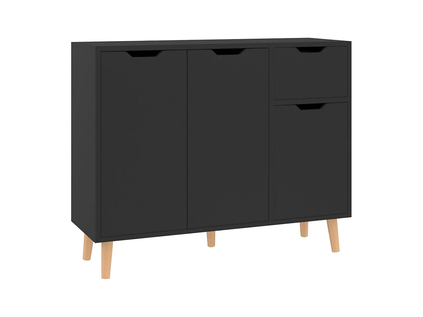 Credenza buffet cassettiera mobile contenitore organizer cucina soggiorno lucido 90 x 30 x 72 cm derivati ​​del legno nero 02_0036168