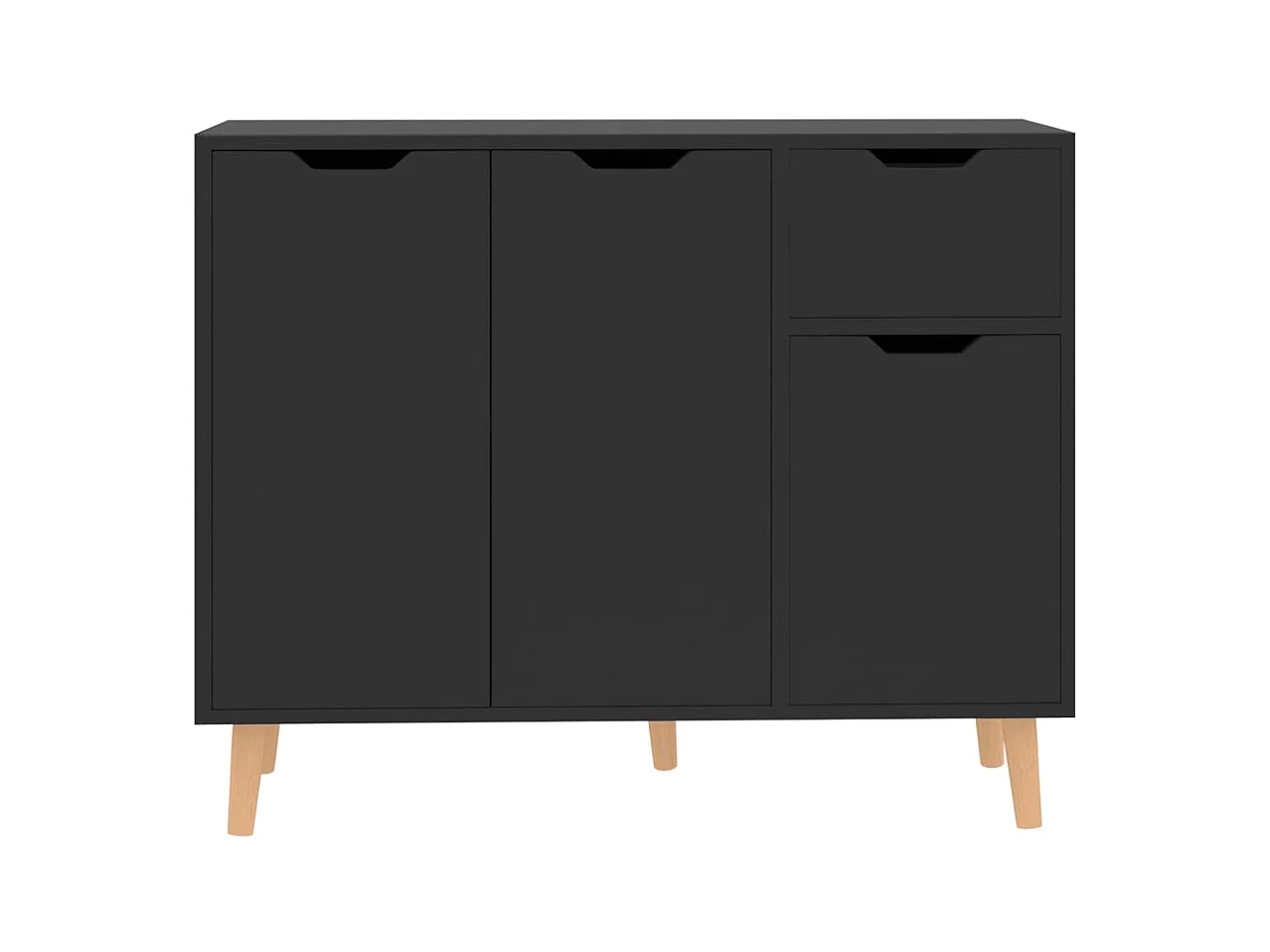 Credenza buffet cassettiera mobile contenitore organizer cucina soggiorno lucido 90 x 30 x 72 cm derivati ​​del legno nero 02_0036168