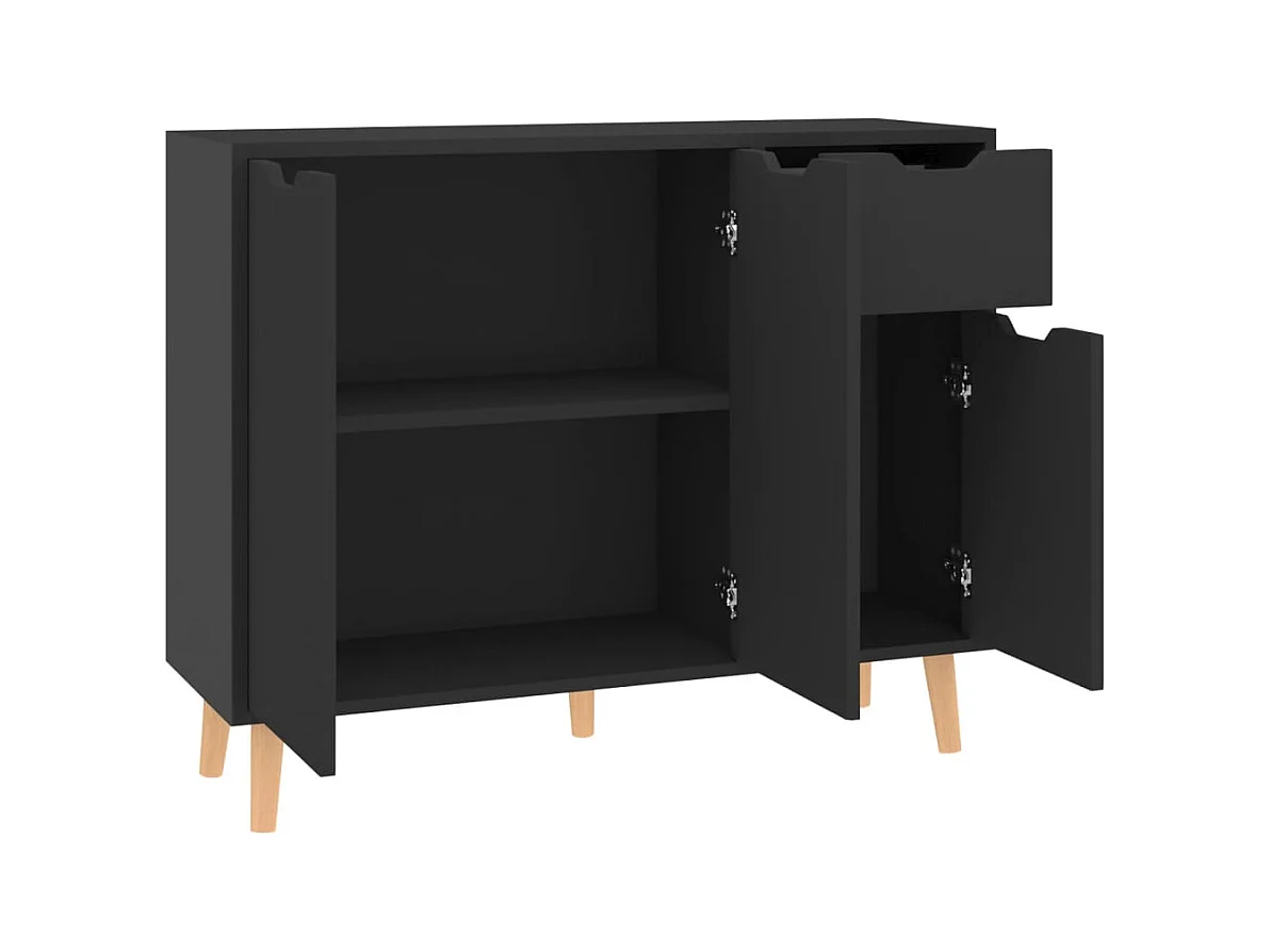 Credenza buffet cassettiera mobile contenitore organizer cucina soggiorno lucido 90 x 30 x 72 cm derivati ​​del legno nero 02_0036168