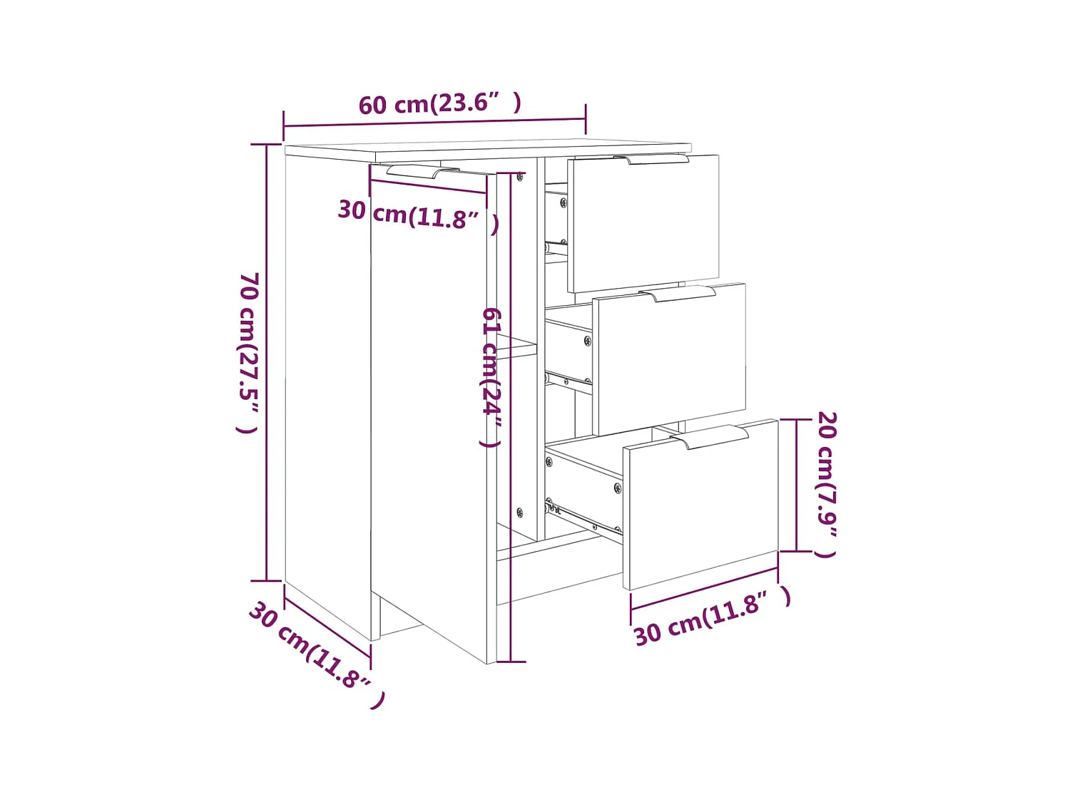 bahut commode armoire bois blanche 60 x 30 x 70 cm 02_0036669