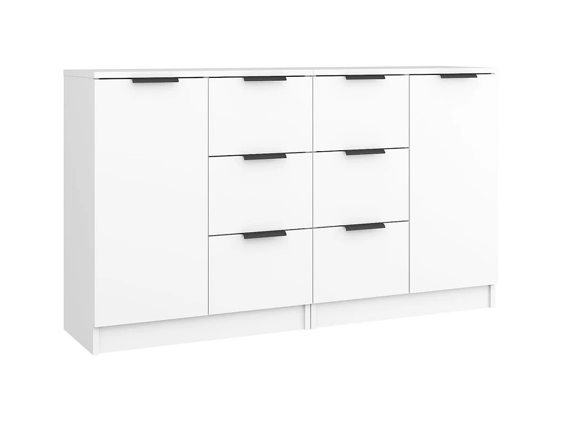 Credenza buffet cassettiera armadio contenitore organizer cucina soggiorno soggiorni set da 2 60 x 30 x 70 cm legno composito bianco 02_0036669