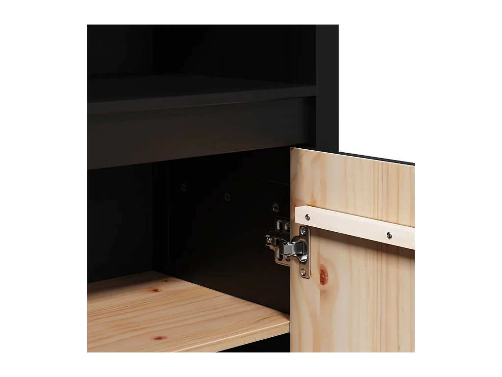 Credenza buffet cassettiera mobile contenitore organizer cucina soggiorno soggiorno alto 80 x 35 x 154 cm legno massello di pino nero 02_0035130