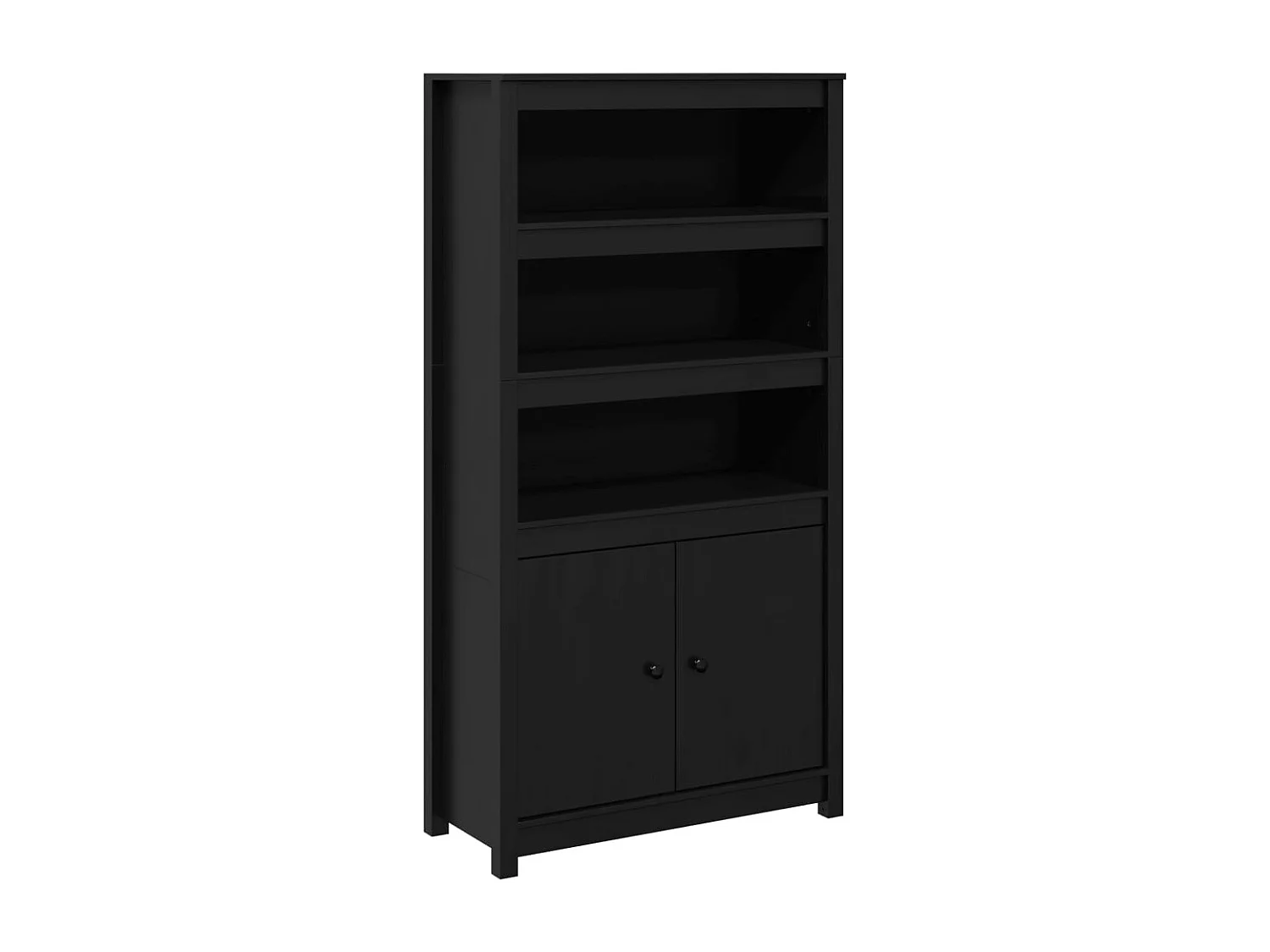 Buffet aparador cômoda armário organizador unidade cozinha sala sala alta 80 x 35 x 154 cm madeira maciça de pinho preto 02_0035130