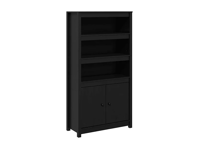 Aparador cómoda cómoda armario mueble organizador cocina salón salón alto 80 x 35 x 154 cm madera maciza de pino negro 02_0035130