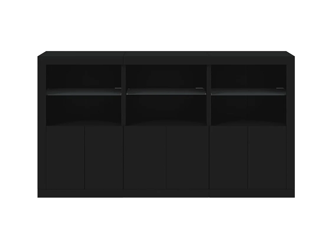 Credenza buffet cassettiera mobile contenitore organizer cucina soggiorno soggiorno con luci a LED 181,5 x 37 x 100 cm nero 02_0030024