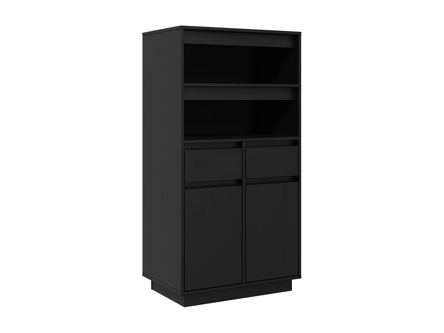 Credenza buffet cassettiera mobile contenitore organizer cucina soggiorno soggiorno alto 60 x 40 x 116,5 cm legno massello di pino nero 02_0034947
