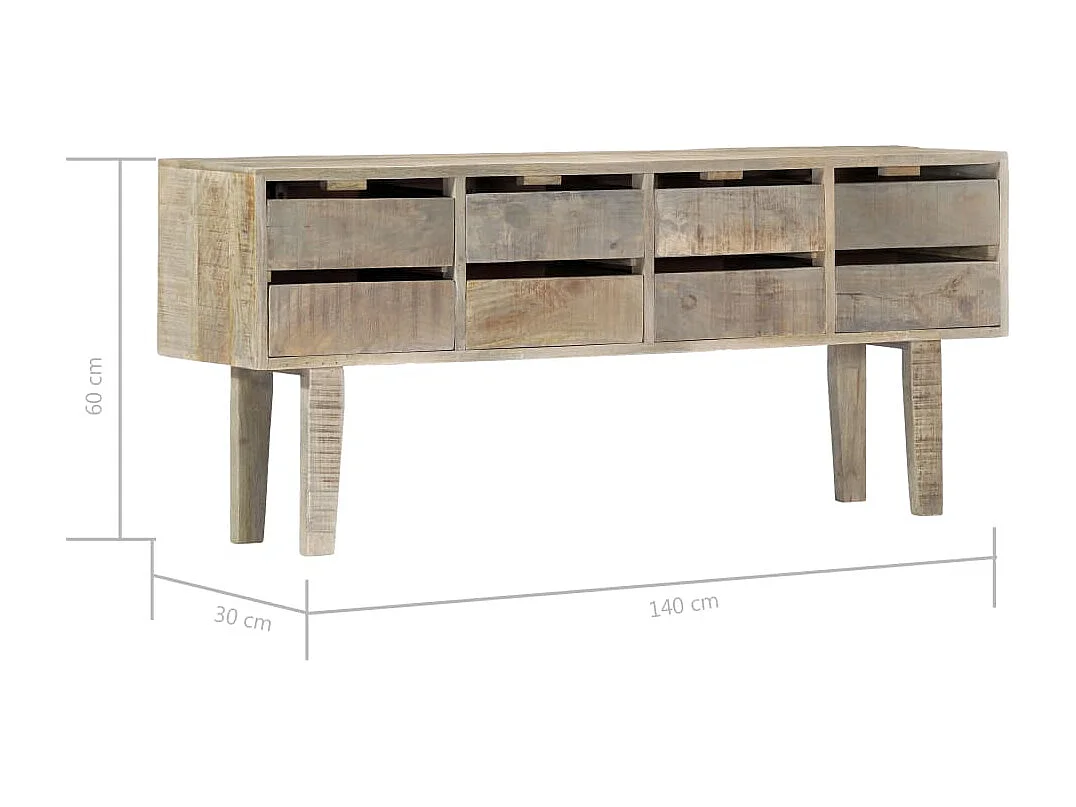Credenza cassettiera cassettiera mobile contenitore organizer cucina soggiorno soggiorno 140 x 30 x 60 cm legno massello di mango marrone 02_0029548