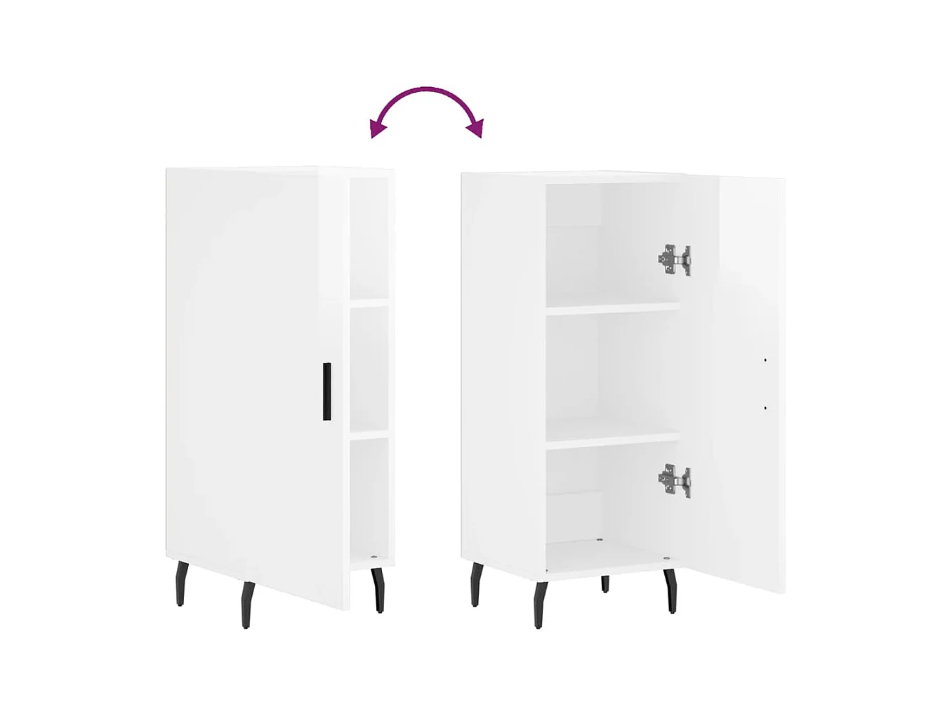 Credenza buffet cassettiera mobile contenitore organizer cucina soggiorno lucido 34,5 x 34 x 90 cm derivati ​​del legno bianco 02_0030621