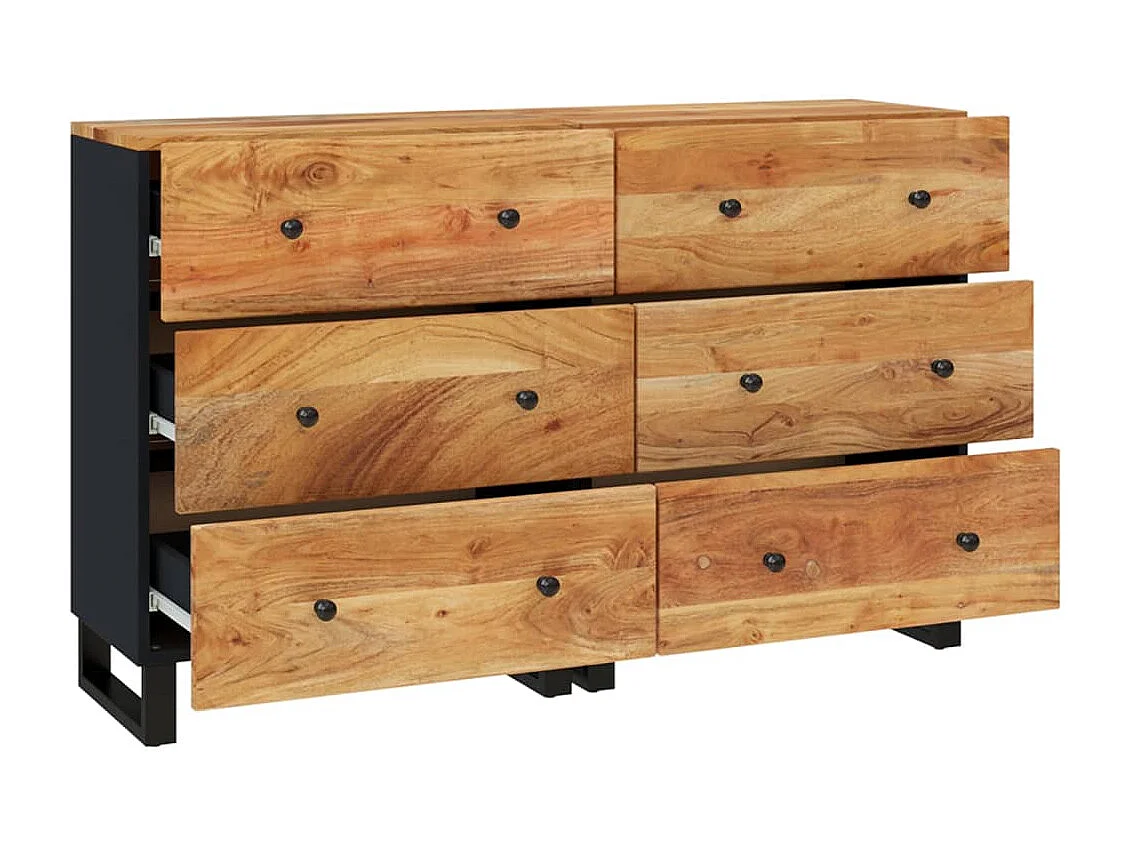 Buffet aparador cômoda guarda-roupa armário organizador cozinha sala salas conjunto 2 60 x 33 x 75 cm madeira de acácia maciça marrom 02_0036641