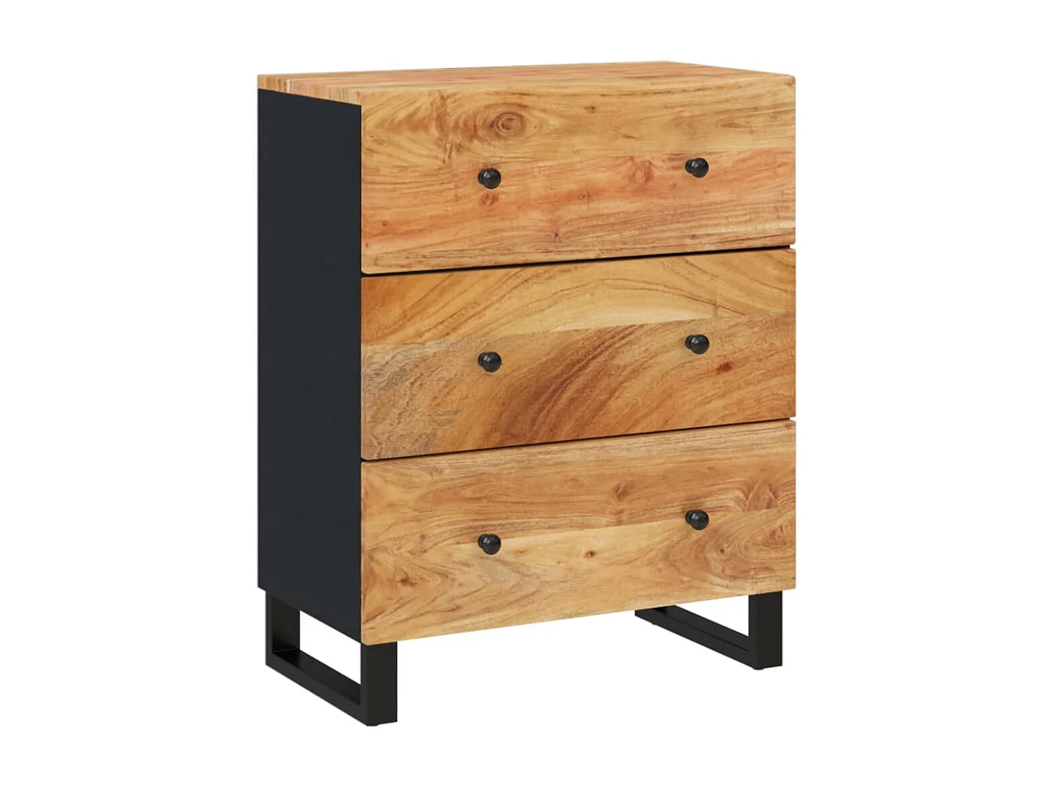 Buffet aparador cômoda guarda-roupa armário organizador cozinha sala salas conjunto 2 60 x 33 x 75 cm madeira de acácia maciça marrom 02_0036641