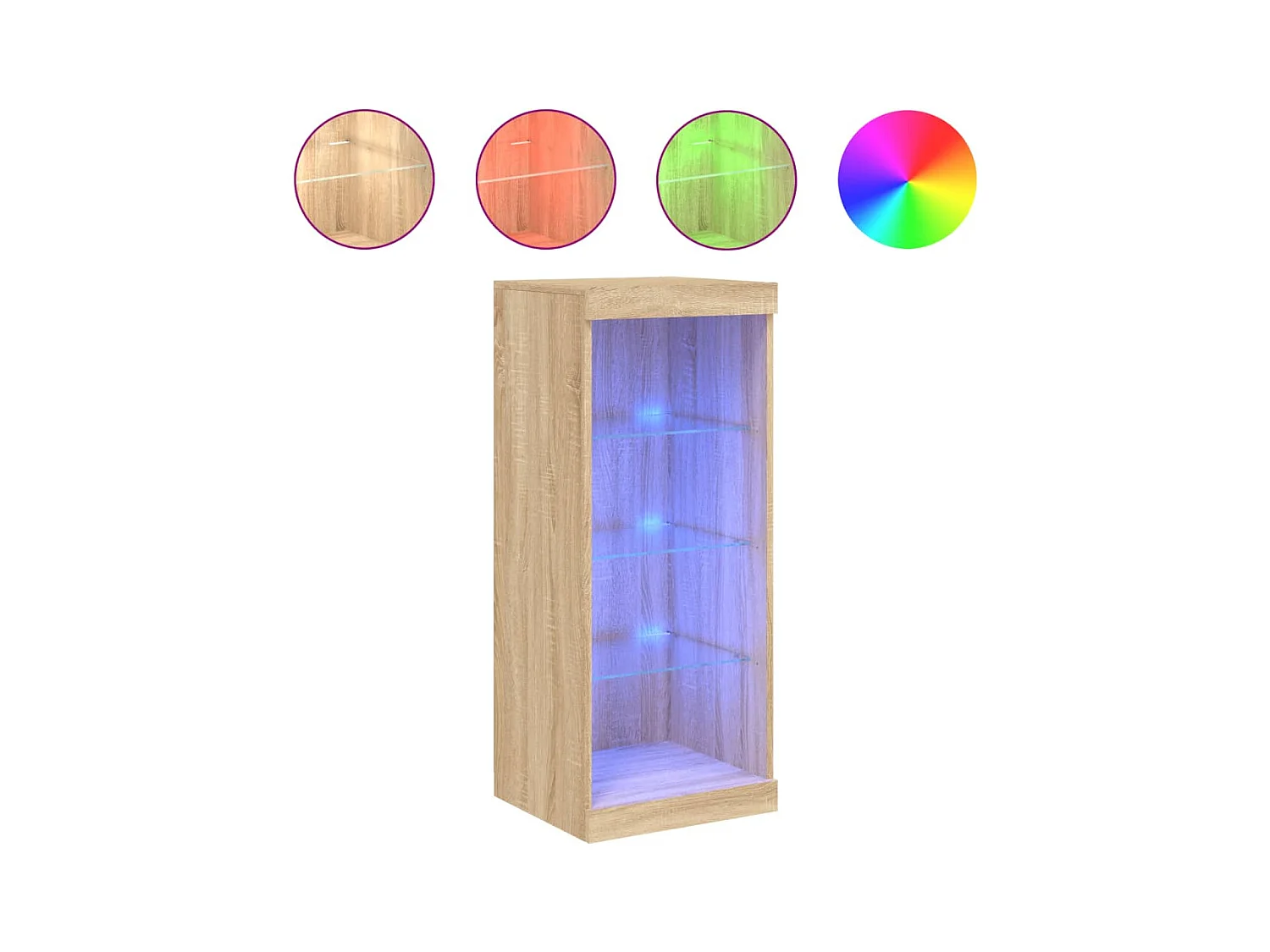 Buffet aparador cômoda armário organizador unidade cozinha sala sala com luzes LED sonoma 41 x 37 x 100 cm marrom 02_0029958