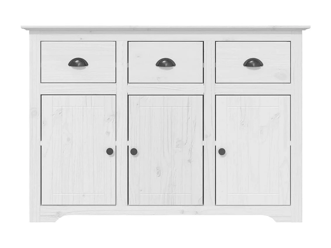 Credenza buffet cassettiera mobile contenitore organizer cucina soggiorno soggiorno BODO 115,5 x 44 x 80 cm legno massello di pino bianco 02_0030800