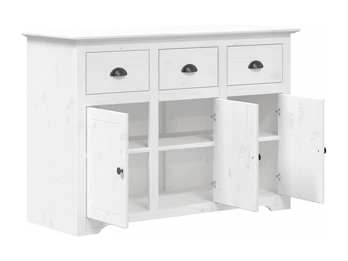 Credenza buffet cassettiera mobile contenitore organizer cucina soggiorno soggiorno BODO 115,5 x 44 x 80 cm legno massello di pino bianco 02_0030800