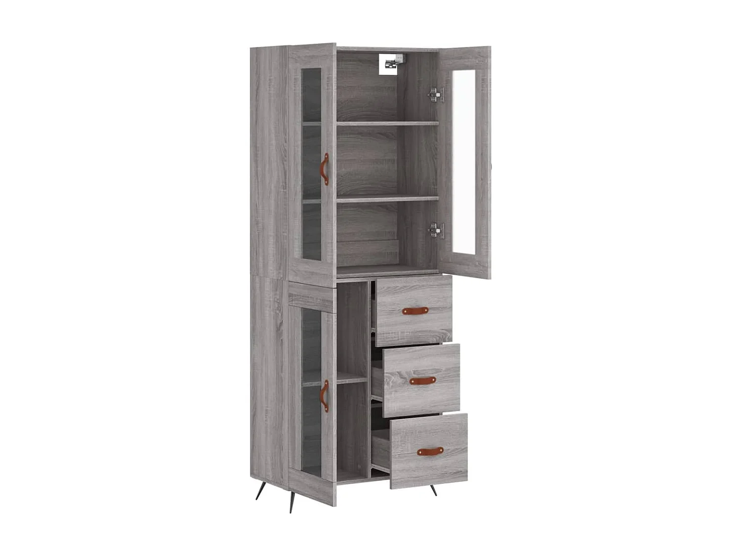 Aparador cómoda cómoda armario mueble organizador cocina salón salón alto Sonoma 69,5 x 34 x 180 cm madera contrachapada gris 02_0035564