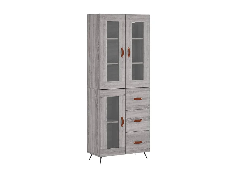 Aparador cómoda cómoda armario mueble organizador cocina salón salón alto Sonoma 69,5 x 34 x 180 cm madera contrachapada gris 02_0035564