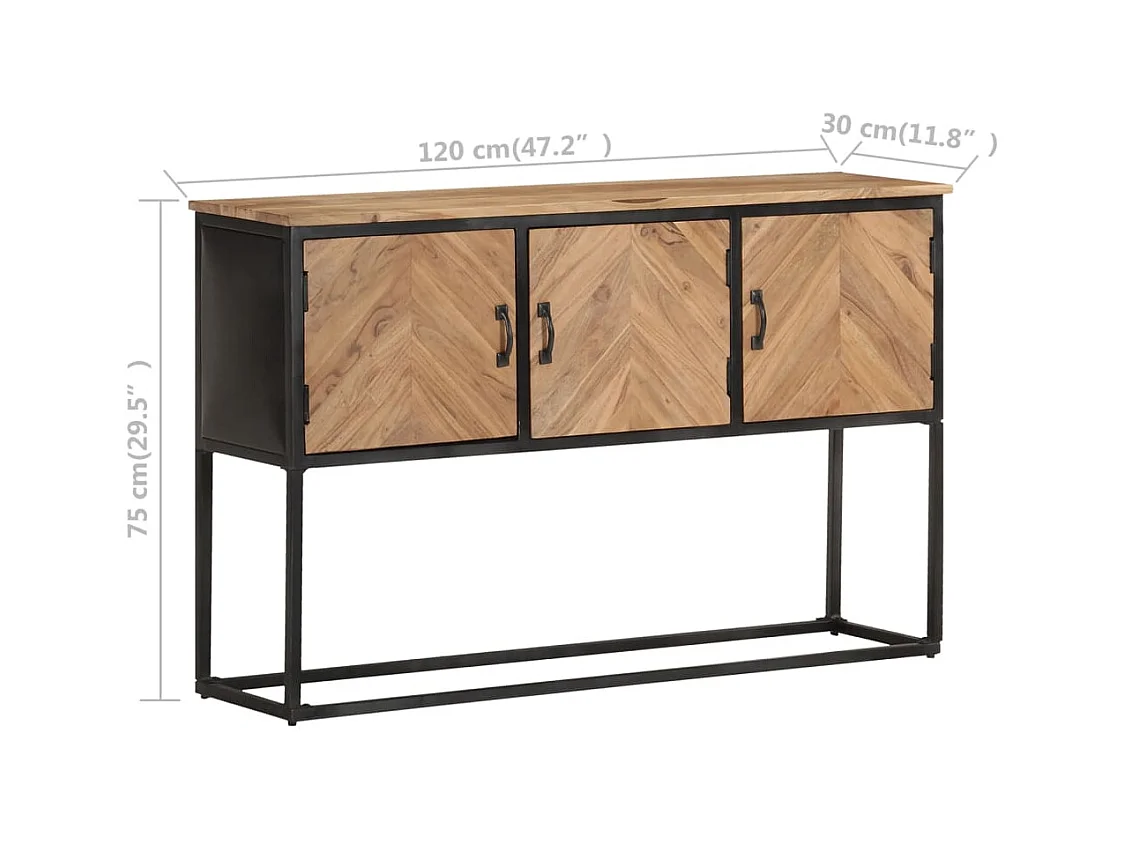 Credenza buffet cassettiera mobile contenitore organizer cucina soggiorno soggiorno 120 x 30 x 75 cm legno massello di acacia marrone 02_0029537
