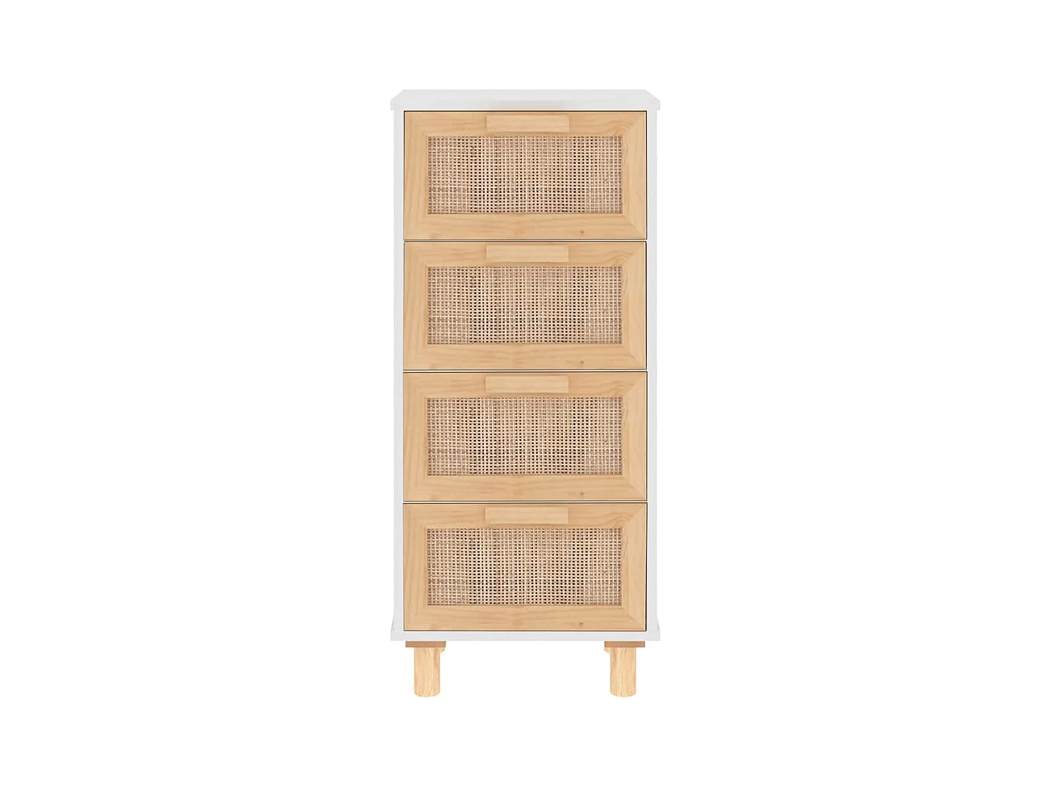 Aparador cômoda armário organizador de unidade cozinha sala sala 40 x 30 x 90 cm madeira maciça de pinho e rattan branco natural 02_0030294