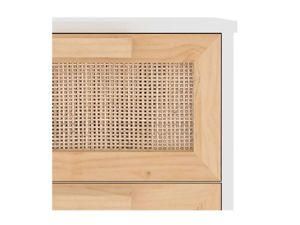 Aparador cômoda armário organizador de unidade cozinha sala sala 40 x 30 x 90 cm madeira maciça de pinho e rattan branco natural 02_0030294