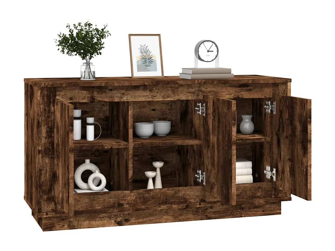 Buffet aparador cômoda armário unidade de armazenamento organizador cozinha sala de estar 102 x 35 x 55 cm madeira trabalhada marrom 02_0030848