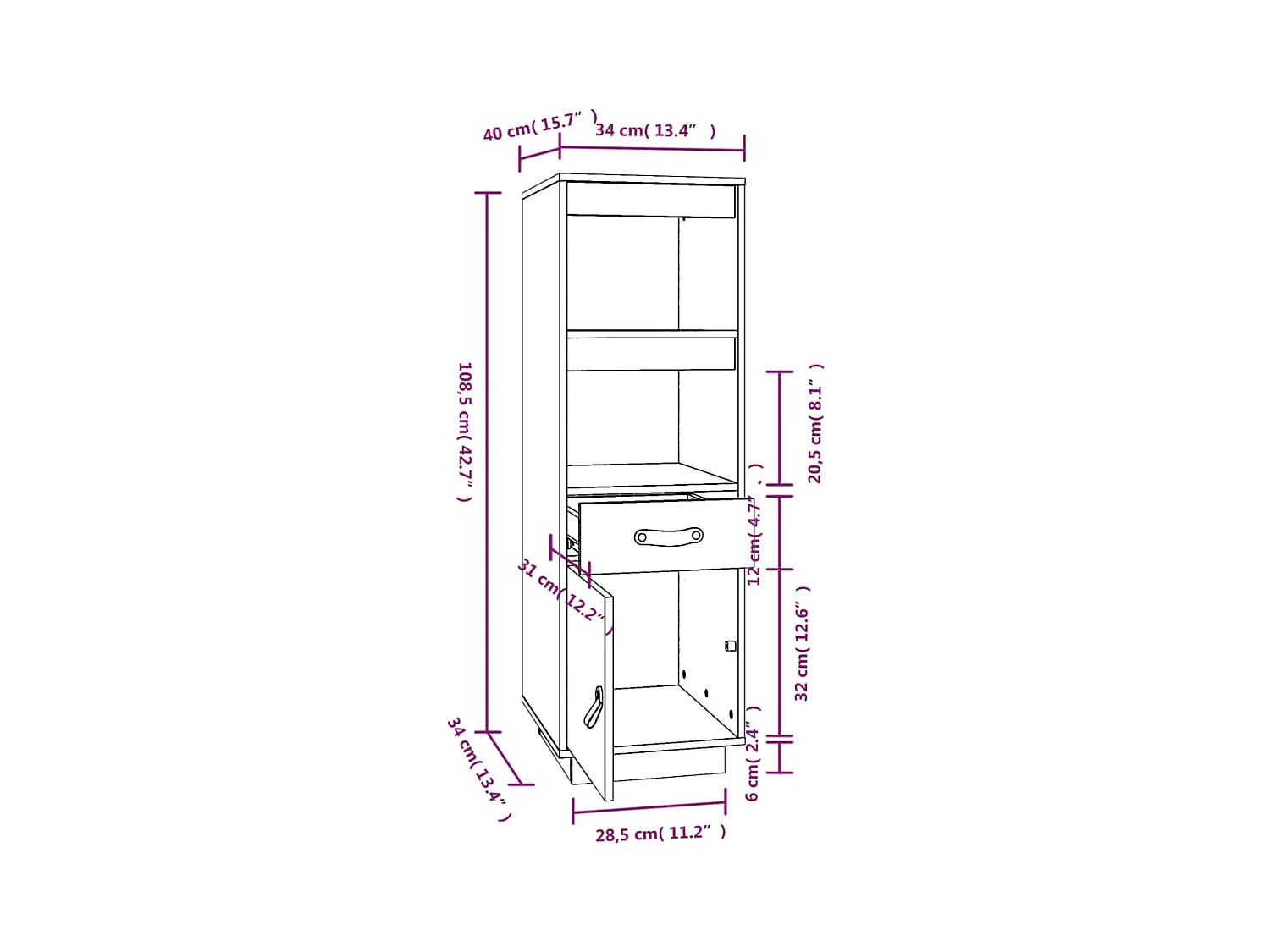bahut commode armoire bois marron 34 x 40 x 108.5 cm 02_0034223