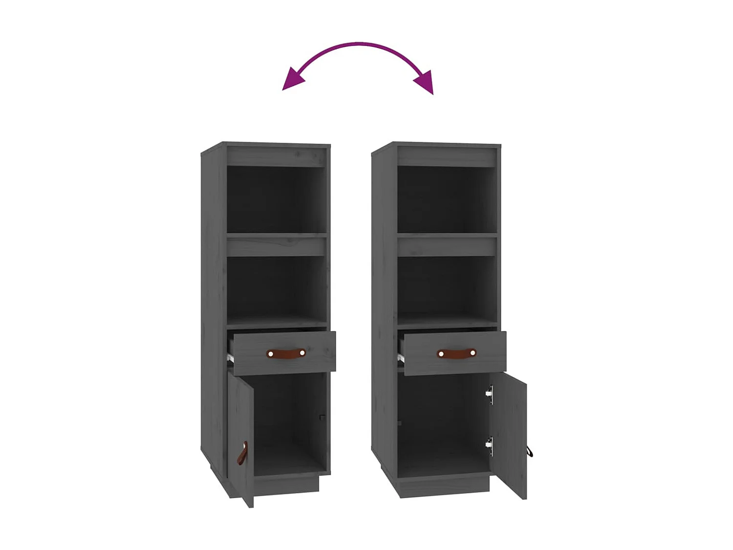 Credenza cassettiera cassettiera mobile contenitore organizer cucina soggiorno soggiorno alto 34 x 40 x 108,5 cm legno massello di pino grigio 02_0034223