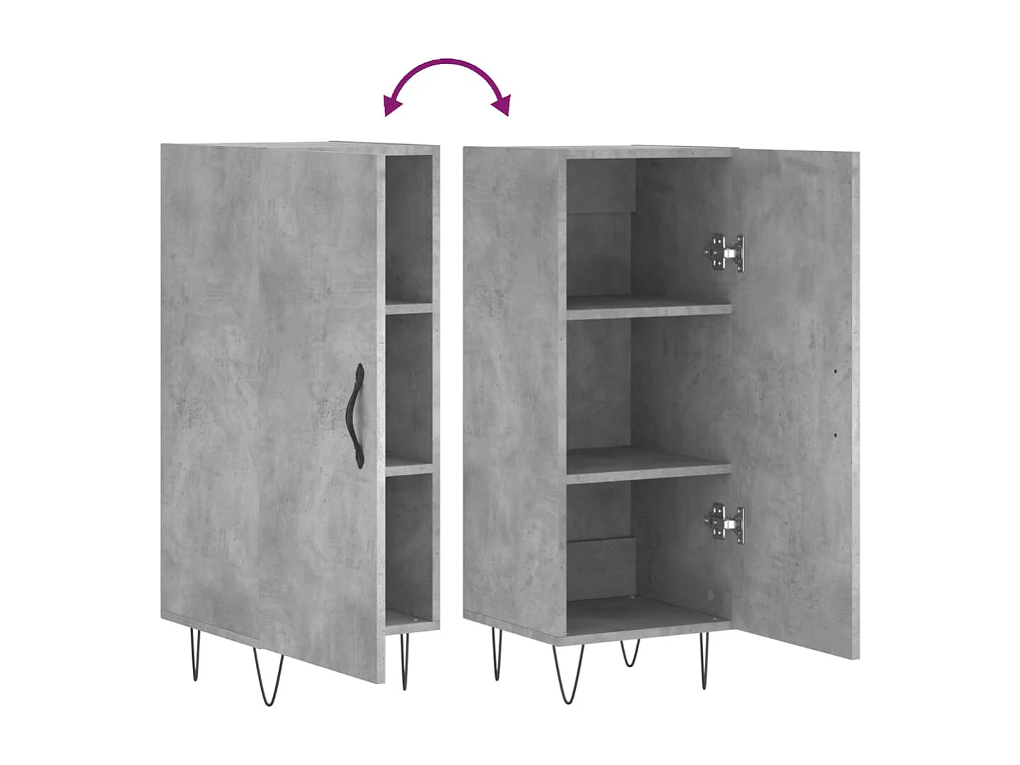 Buffet aparador cômoda armário unidade de armazenamento organizador cozinha sala de estar 34,5 x 34 x 90 cm madeira trabalhada cinza 02_0031874