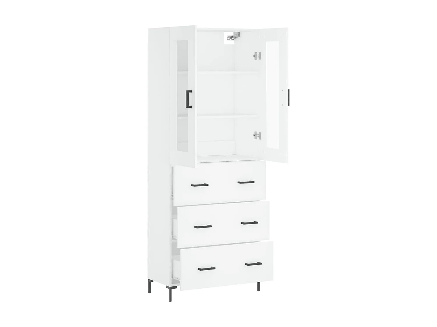 Credenza cassettiera cassettiera mobile contenitore organizer cucina soggiorno soggiorno alto 69,5 x 34 x 180 cm derivati ​​del legno bianco 02_0032567