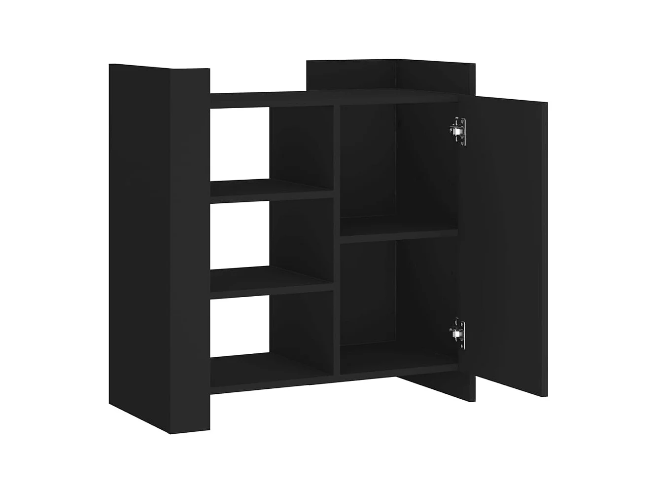 Buffet aparador cômoda armário unidade de armazenamento organizador cozinha sala de estar 73,5 x 35 x 75 cm madeira trabalhada preta 02_0036117