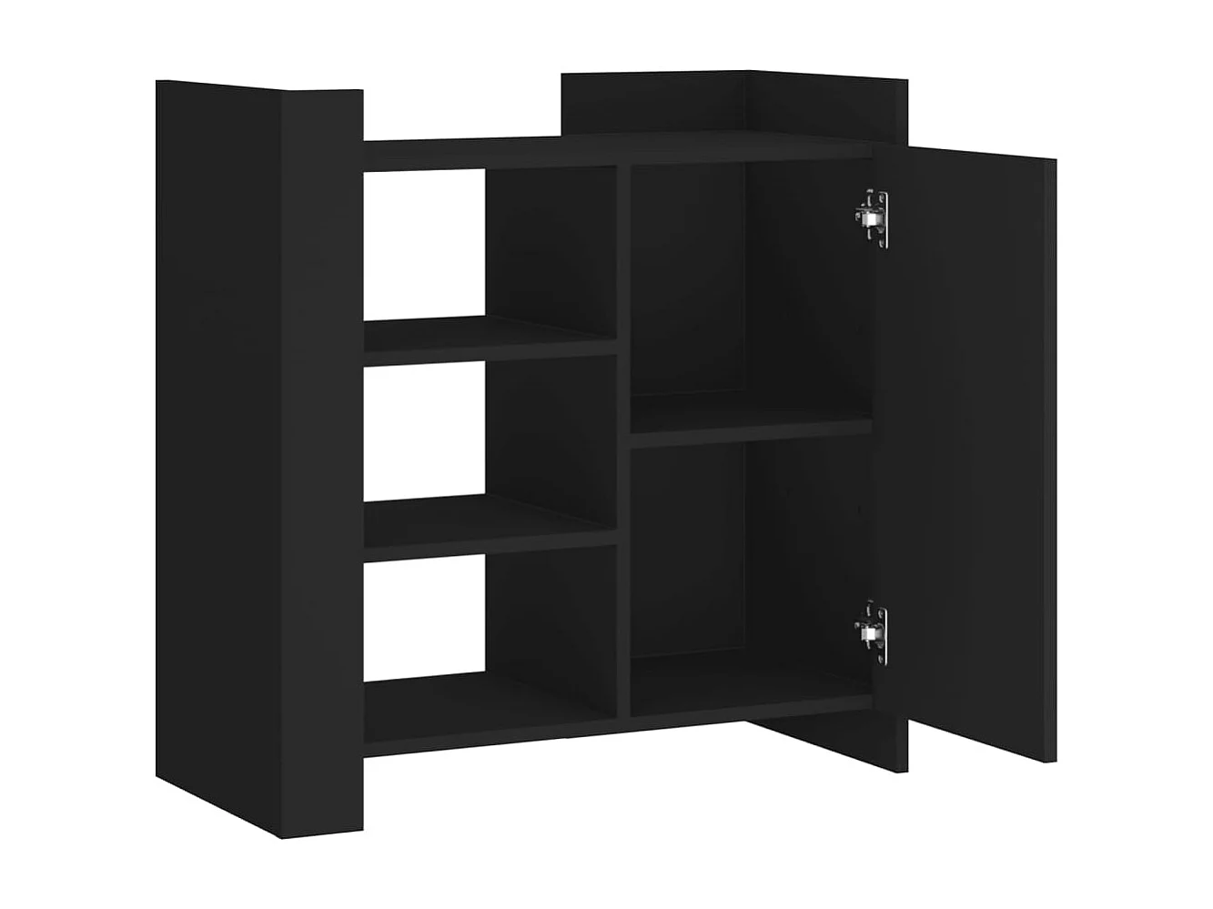 Buffet aparador cômoda armário unidade de armazenamento organizador cozinha sala de estar 73,5 x 35 x 75 cm madeira trabalhada preta 02_0036117