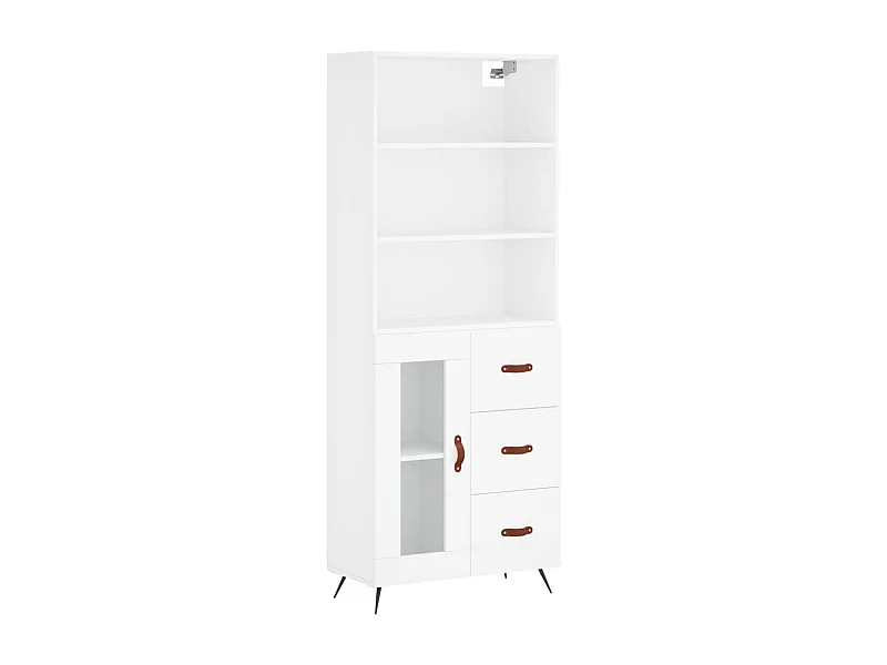 Aparador cómoda cómoda armario mueble organizador cocina salón salón alto 69,5 x 34 x 180 cm madera contrachapada blanco 02_0032731