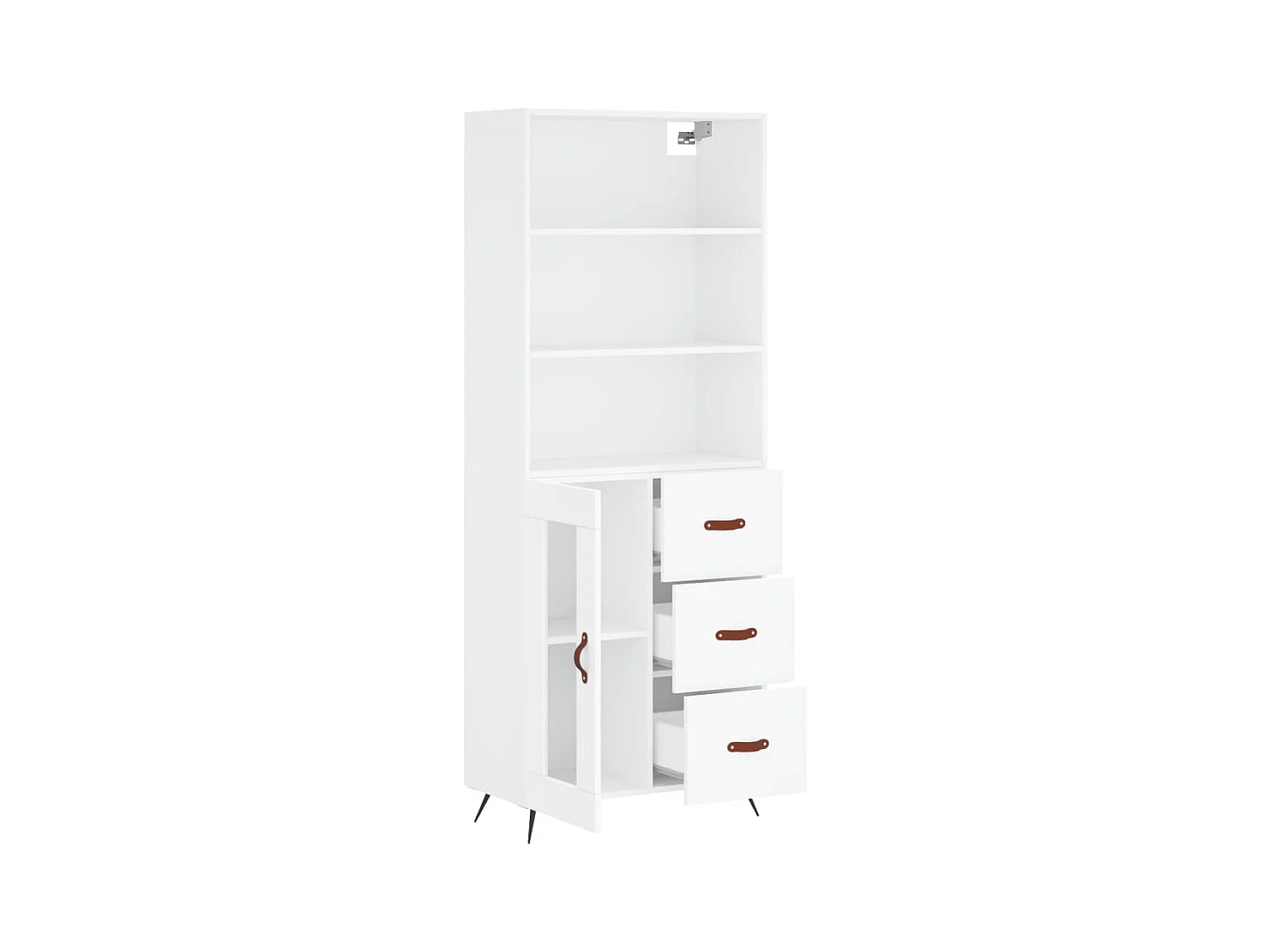Aparador cómoda cómoda armario mueble organizador cocina salón salón alto 69,5 x 34 x 180 cm madera contrachapada blanco 02_0032731