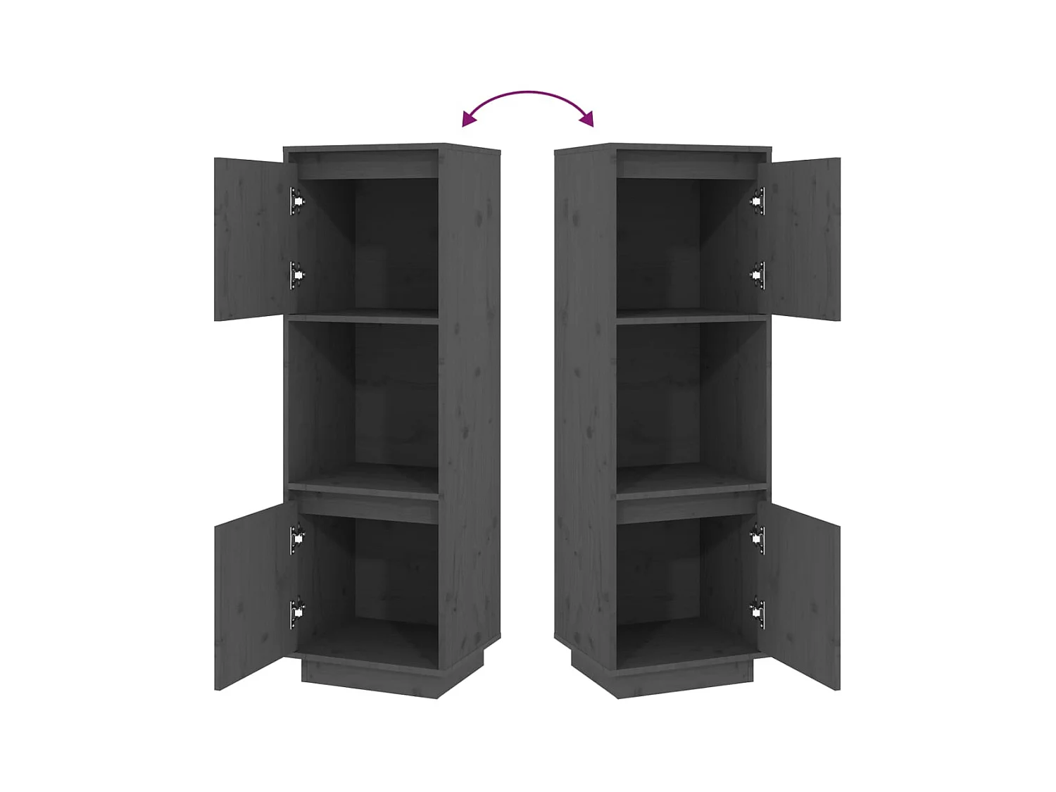 Aparador cômoda armário armário organizador cozinha sala sala alto 38 x 35 x 117 cm madeira de pinho cinza maciço 02_0034226