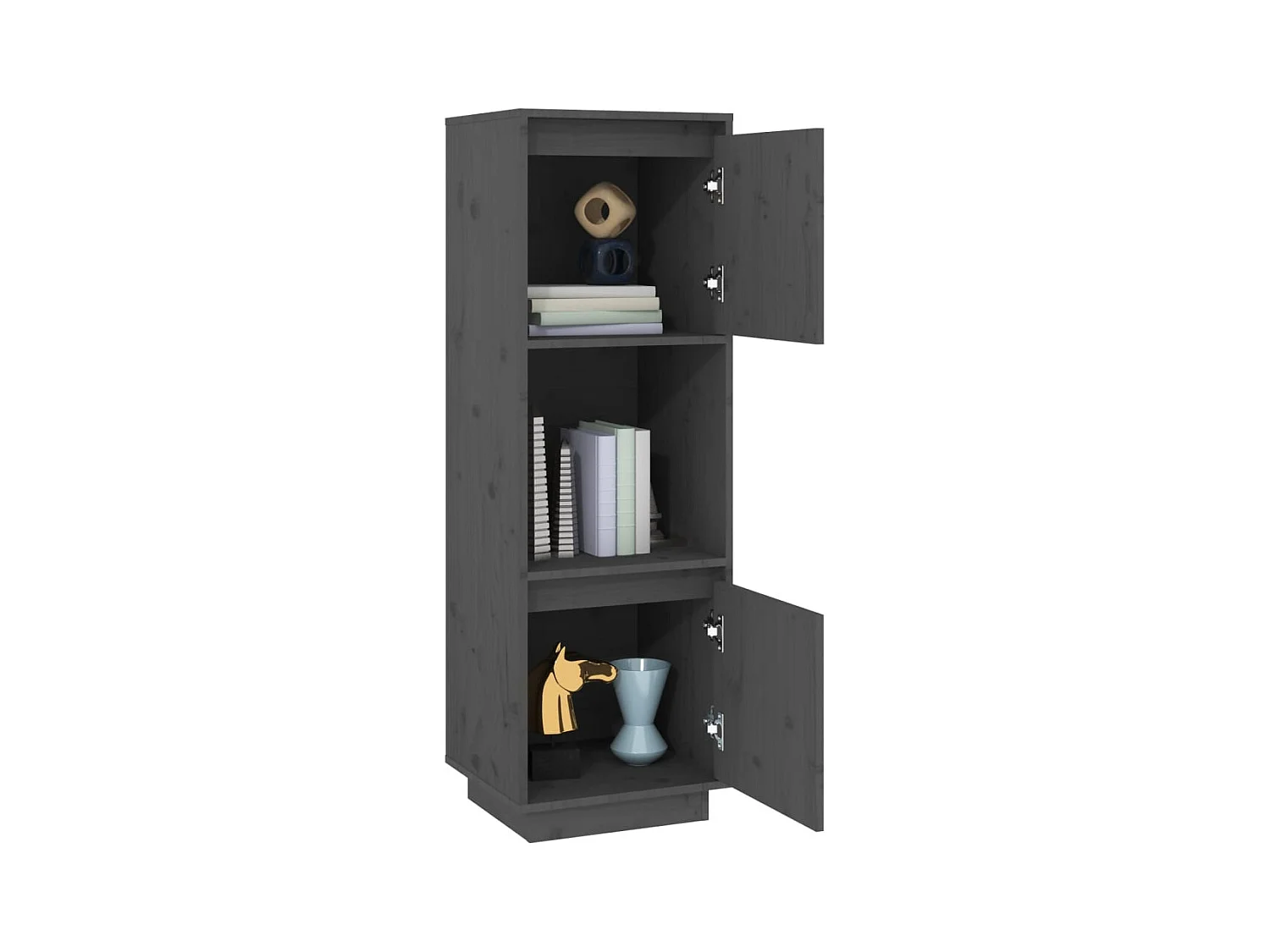 Aparador cômoda armário armário organizador cozinha sala sala alto 38 x 35 x 117 cm madeira de pinho cinza maciço 02_0034226