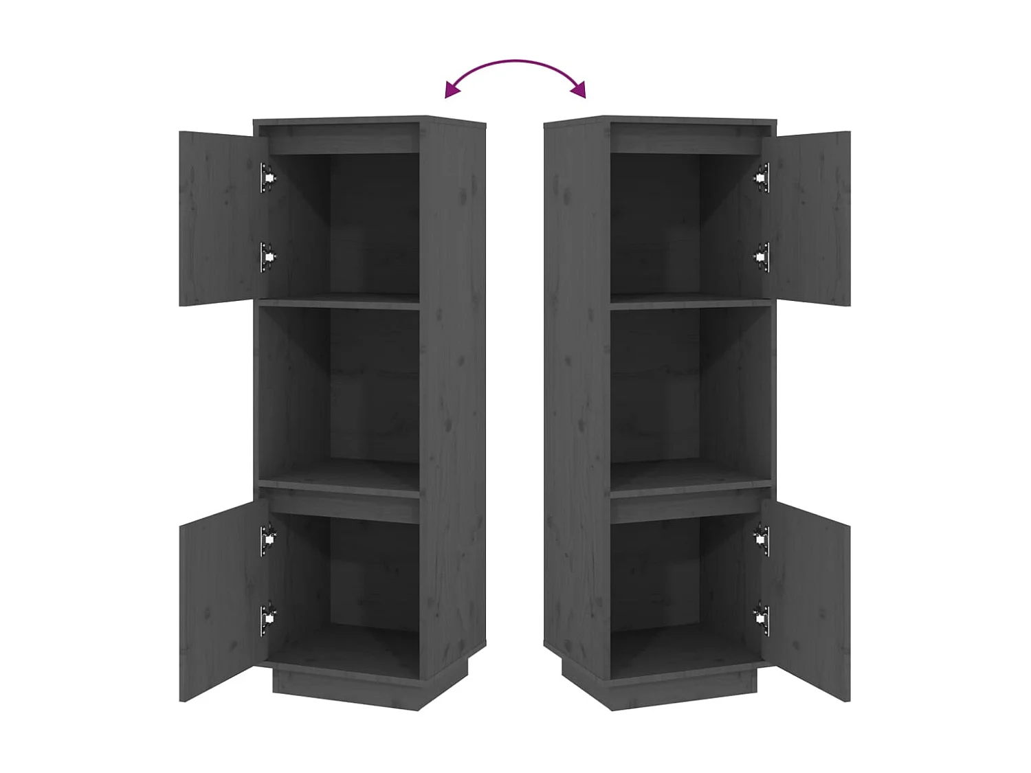 Aparador buffet cómoda armario mueble organizador cocina salón salón alto 38 x 35 x 117 cm madera maciza de pino gris 02_0034226