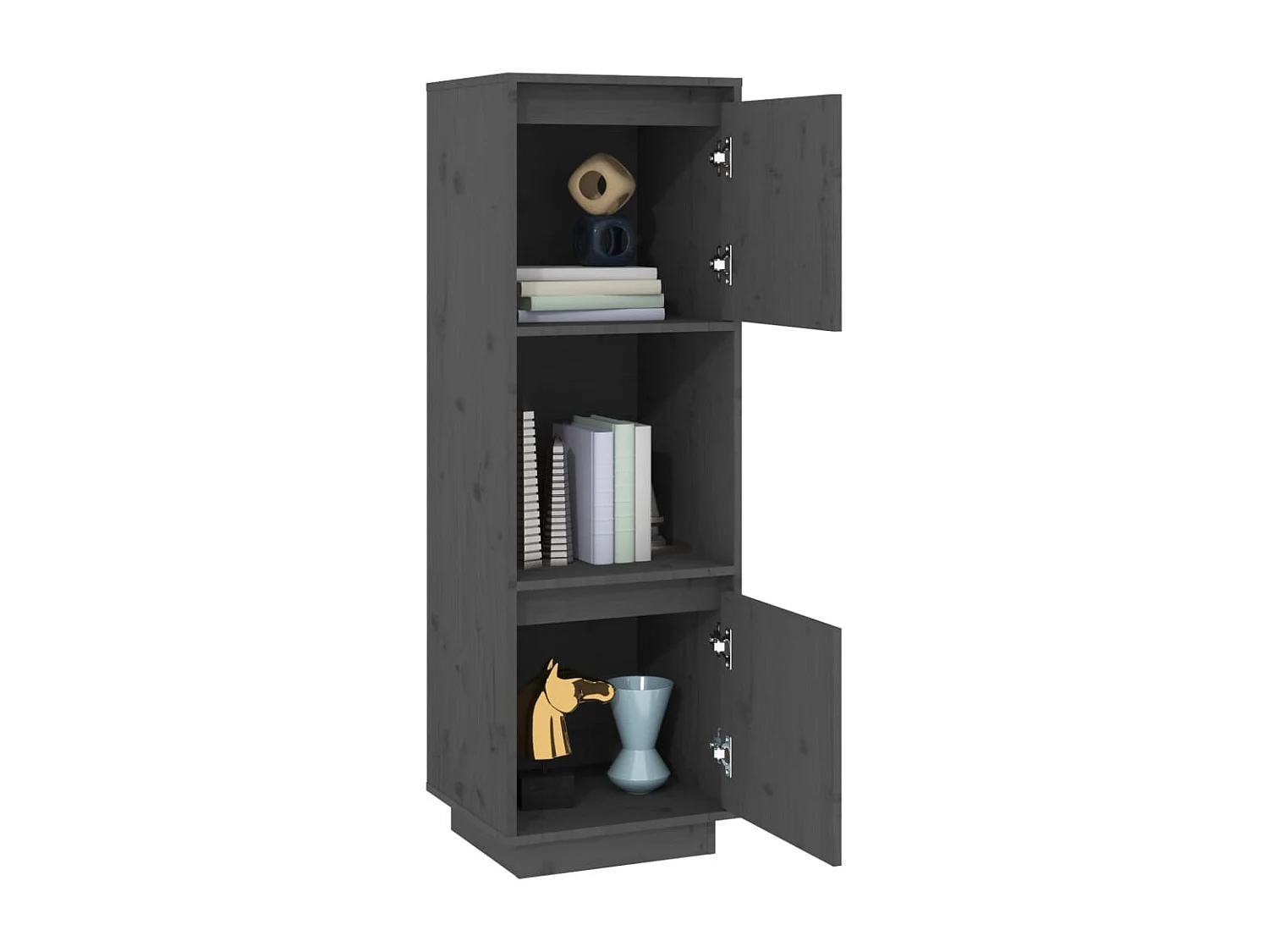 Aparador buffet cómoda armario mueble organizador cocina salón salón alto 38 x 35 x 117 cm madera maciza de pino gris 02_0034226