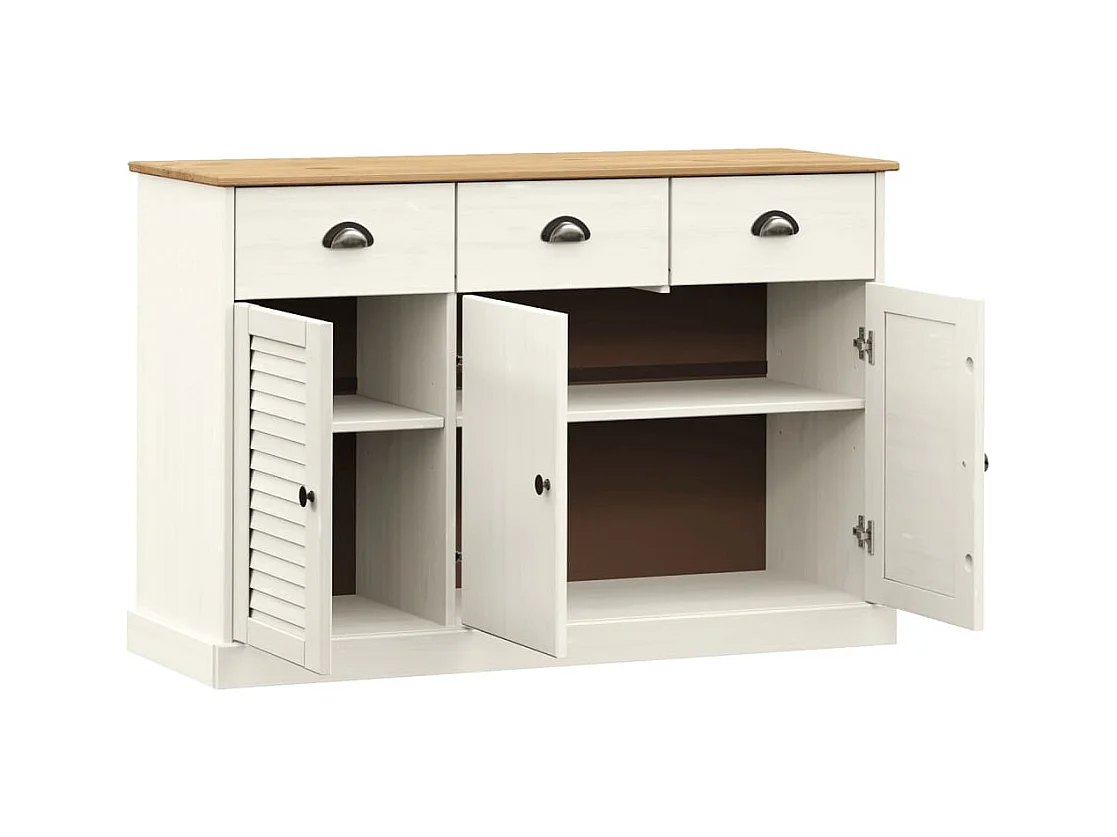 Credenza cassettiera armadio contenitore organizer cucina soggiorno soggiorno con cassetti 113 x 40 x 75 cm legno massello di pino bianco 02_0030132