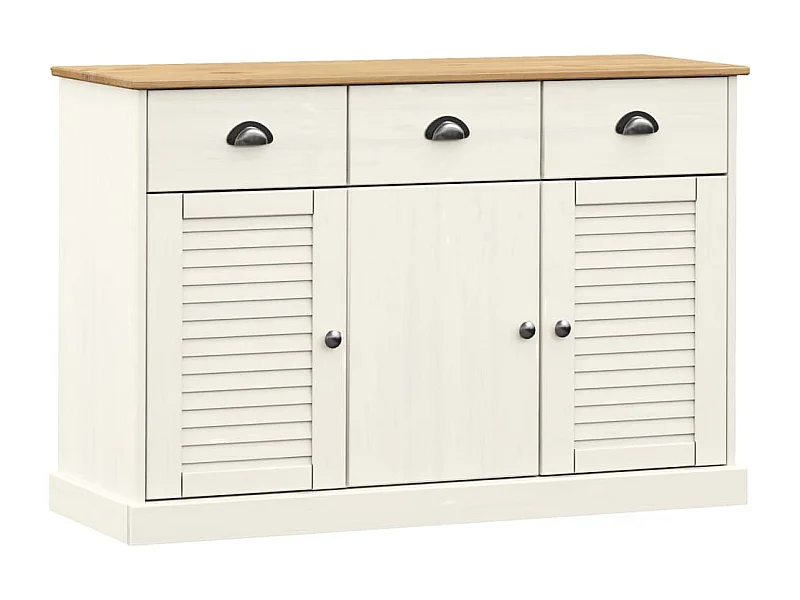 Credenza cassettiera armadio contenitore organizer cucina soggiorno soggiorno con cassetti 113 x 40 x 75 cm legno massello di pino bianco 02_0030132