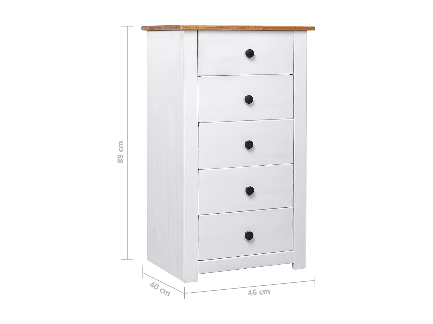 Aparador cómoda cómoda armario mueble organizador cocina salón salón 46 x 40 x 89 cm pino blanco 02_0030317